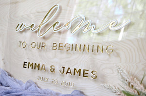 3D Effect Layered Acrylic Wedding Welcome Sign - 18 x 24