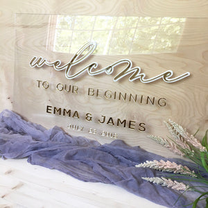 3D Effect Layered Acrylic Wedding Welcome Sign - 18 x 24