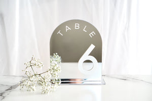 Modern Mirrored Dome Table Numbers - Wedding Decor - Event Signage