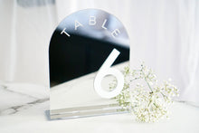 Load image into Gallery viewer, Modern Mirrored Dome Table Numbers - Wedding Decor - Event Signage